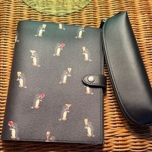 Coach Limited Edition Black Penguin Print Notebook & Pencil Bag NWOT